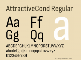 AttractiveCond Regular Version 3.001;PS 003.001;hotconv 1.0.88;makeotf.lib2.5.64775 Font Sample