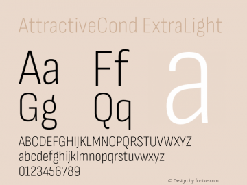 AttractiveCond ExtraLight Version 3.001;PS 003.001;hotconv 1.0.88;makeotf.lib2.5.64775 Font Sample