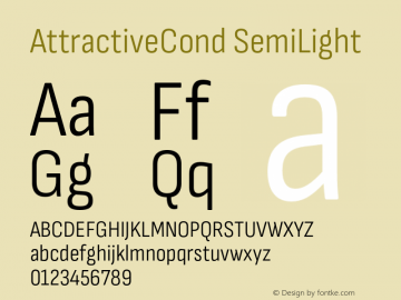 AttractiveCond SemiLight Version 3.001;PS 003.001;hotconv 1.0.88;makeotf.lib2.5.64775 Font Sample