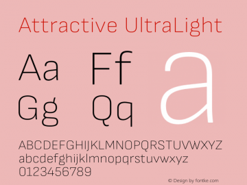 Attractive UltraLight Version 3.001;PS 003.001;hotconv 1.0.88;makeotf.lib2.5.64775图片样张