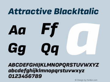 Attractive BlackItalic Version 3.001;PS 003.001;hotconv 1.0.88;makeotf.lib2.5.64775图片样张