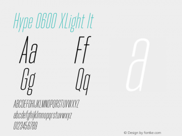 Hype 0600 XLight It Version 1.000;hotconv 1.0.109;makeotfexe 2.5.65596 Font Sample