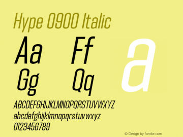 Hype 0900 Italic Version 1.000;hotconv 1.0.109;makeotfexe 2.5.65596 Font Sample
