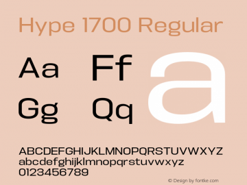 Hype 1700 Regular Version 1.000;hotconv 1.0.109;makeotfexe 2.5.65596 Font Sample