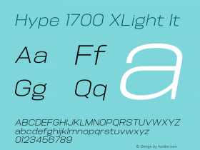 Hype 1700 XLight It Version 1.000;hotconv 1.0.109;makeotfexe 2.5.65596 Font Sample