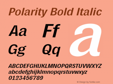 Polarity Bold Oblique Version 1.0 Font Sample