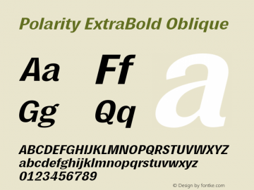 Polarity ExtraBold Oblique Version 1.0 Font Sample
