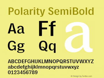 Polarity SemiBold Version 1.0 Font Sample