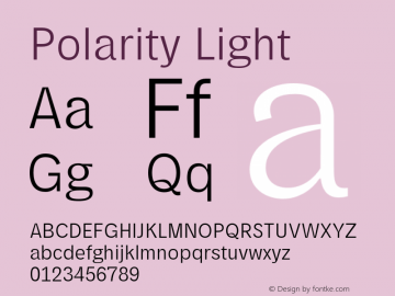 Polarity Light Version 1.0 Font Sample