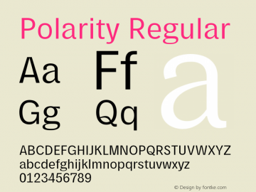 Polarity Regular Version 1.0 Font Sample