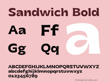 Sandwich Bold Version 0.000;PS 0.0;hotconv 1.0.88;makeotf.lib2.5.647800 Font Sample