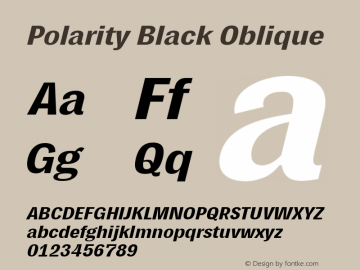 Polarity Black Oblique Version 1.0 Font Sample