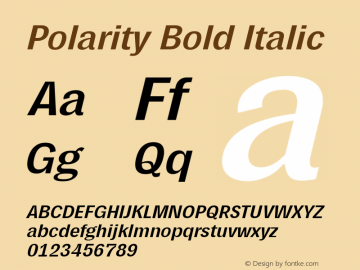 Polarity Bold Oblique Version 1.0 Font Sample