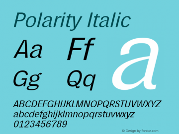Polarity Oblique Version 1.0 Font Sample