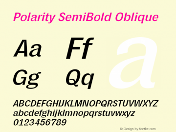 Polarity SemiBold Oblique Version 1.0 Font Sample