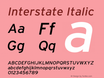 Interstate-Italic Version 1.100;PS 1.001;hotconv 16.6.51;makeotf.lib2.5.65220;Latin+Cyrillic+Greek;recalibrated图片样张