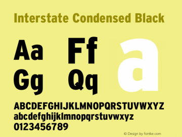 InterstateCondensed-Black Version 1.100;PS 1.001;hotconv 16.6.51;makeotf.lib2.5.65220;Latin+Cyrillic+Greek;recalibrated Font Sample