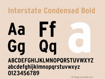 InterstateCondensed-Bold Version 1.100;PS 1.001;hotconv 16.6.51;makeotf.lib2.5.65220;Latin+Cyrillic+Greek;recalibrated Font Sample