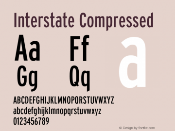 InterstateCompressed-Regular Version 1.100;PS 1.001;hotconv 16.6.51;makeotf.lib2.5.65220;Latin+Cyrillic+Greek;recalibrated Font Sample