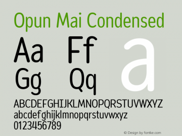 Opun Mai Condensed Version 2.00 Font Sample