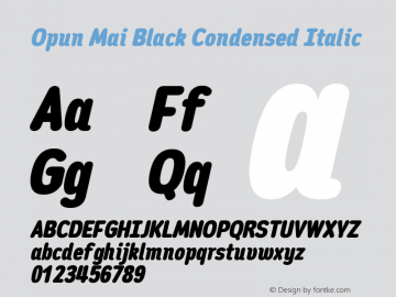 Opun Mai Black Condensed Italic Version 2.00图片样张