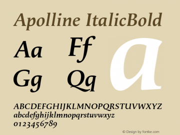 Apolline ItalicBold Version 1.00 Font Sample