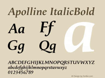 Apolline ItalicBold Version 1.00 Font Sample