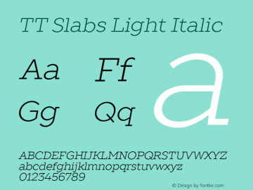 ☠TT Slabs Light Italic Version 1.100; ttfautohint (v1.5) -l 8 -r 50 -G 0 -x 0 -D latn -f none -m 