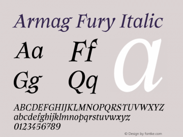 Armag Fury Italic Version 1.000;hotconv 1.0.109;makeotfexe 2.5.65596图片样张