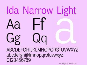 Ida-NarrowLight Version 1.001 Font Sample