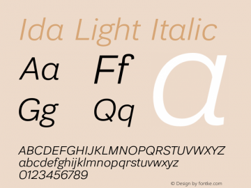 Ida-LightItalic Version 1.001图片样张
