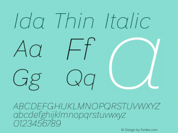 Ida-ThinItalic Version 1.001图片样张