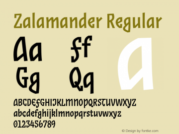 Zalamander-Regular Version 1.000;PS 001.000;hotconv 1.0.49;makeotf.lib2.0.14853图片样张
