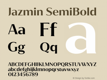 Jazmin SemiBold Version 1.001;hotconv 1.0.109;makeotfexe 2.5.65596图片样张