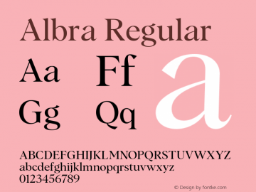 Albra-Regular Version 1.01 | wf-rip DC20190530 Font Sample