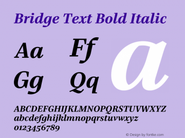 Bridge Text Bold Italic Version 1.000 Font Sample