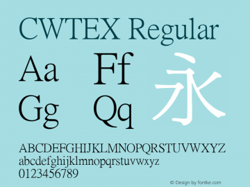 CWTEX Regular 1 April., 2003: Unicode Version 2.00图片样张