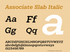Associate Slab Italic Version 1.0 Font Sample