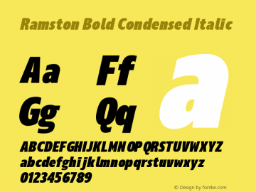 Ramston-BoldCondensedItalic 1.000 Font Sample