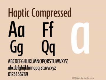 Haptic-Compressed Version 1.200 Font Sample