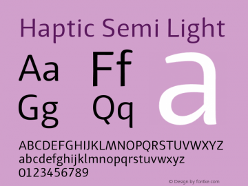 Haptic-SemiLight Version 1.000 Font Sample