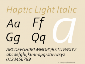 Haptic-LightItalic Version 1.000图片样张