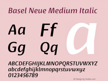 BaselNeue-MediumItalic Version 1.10图片样张