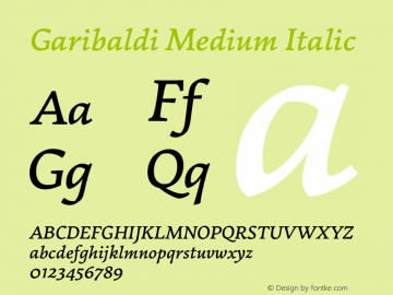 Garibaldi-MediumItalic Version 1.002图片样张