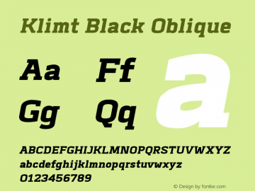Klimt-BlackOblique Version 1.000 Font Sample