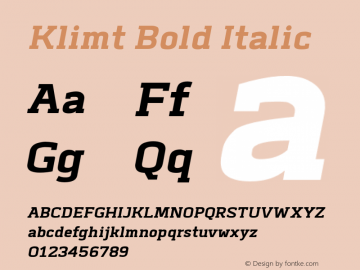 Klimt-BoldOblique Version 1.000 Font Sample