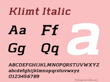 Klimt-Oblique Version 1.000 Font Sample