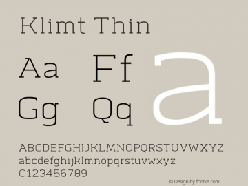 Klimt-Thin Version 1.000 Font Sample