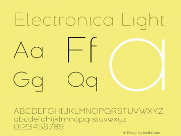 ElectronicaLight Version 1.000 2019 initial release | wf-rip DC20190910 Font Sample