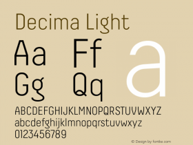 Decima-Light Version 1.000 2008 initial release Font Sample